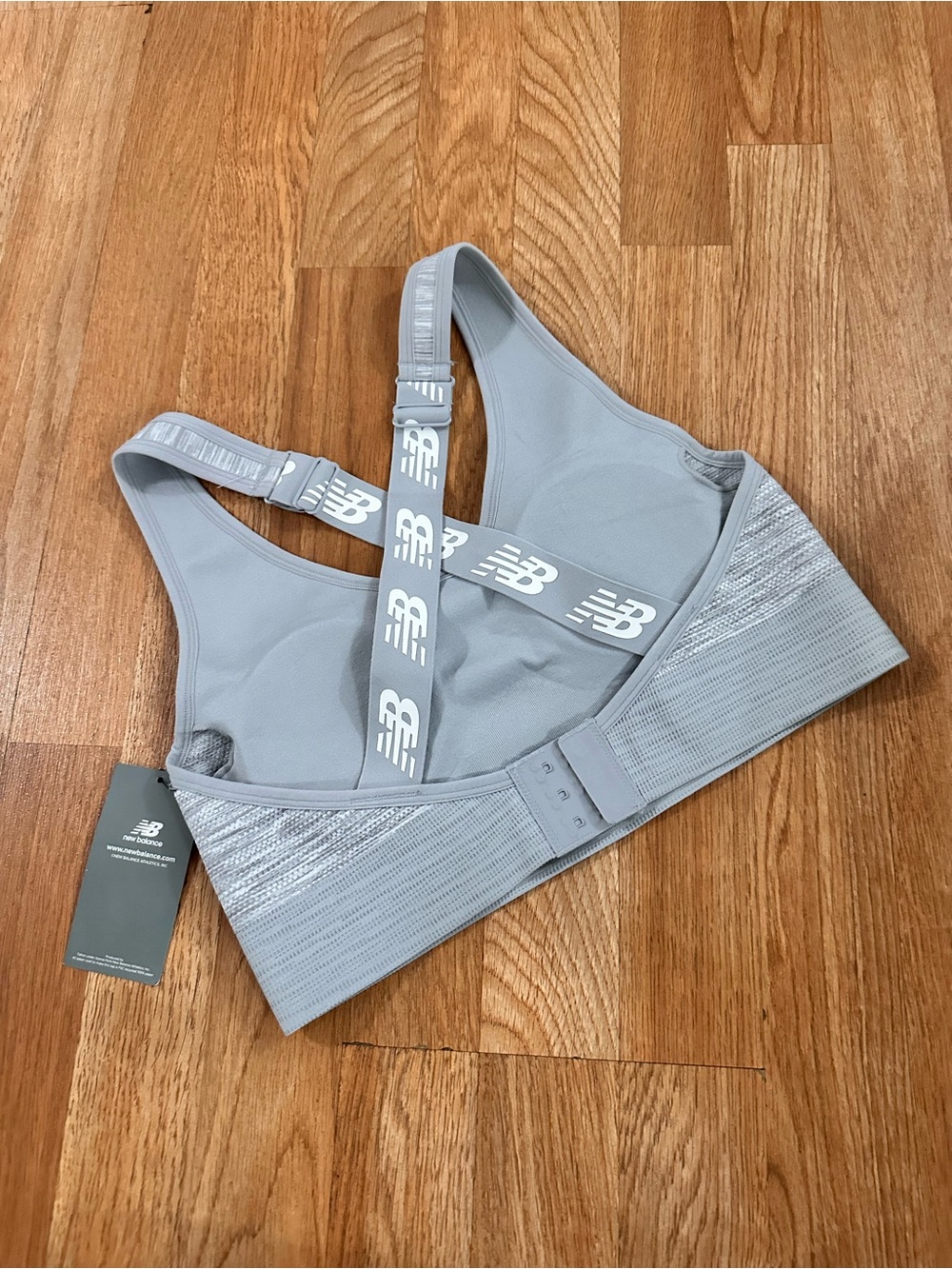 New Balance Light Gray Padded Support Sports Bra with Branded Straps